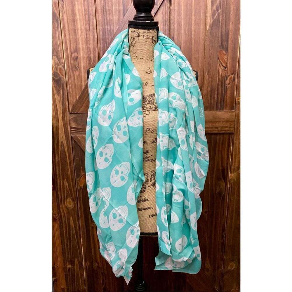 Raj Anthro Mint Green Skull Cotton Scarf Scarves Wrap